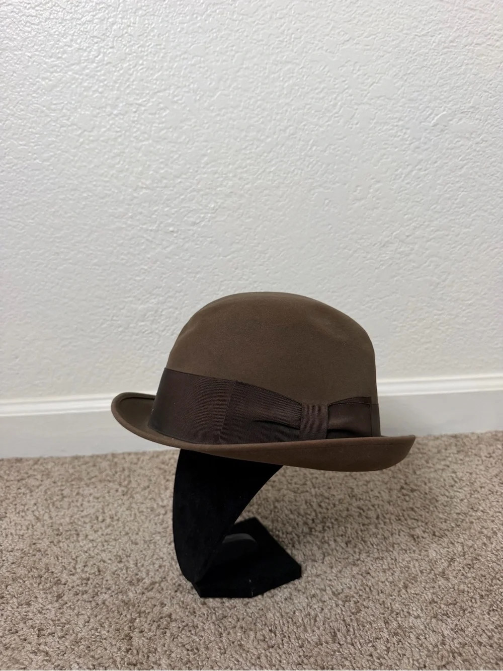 Vintage Knox Black Ivy Fur Felt Derby Hat 7 1/8